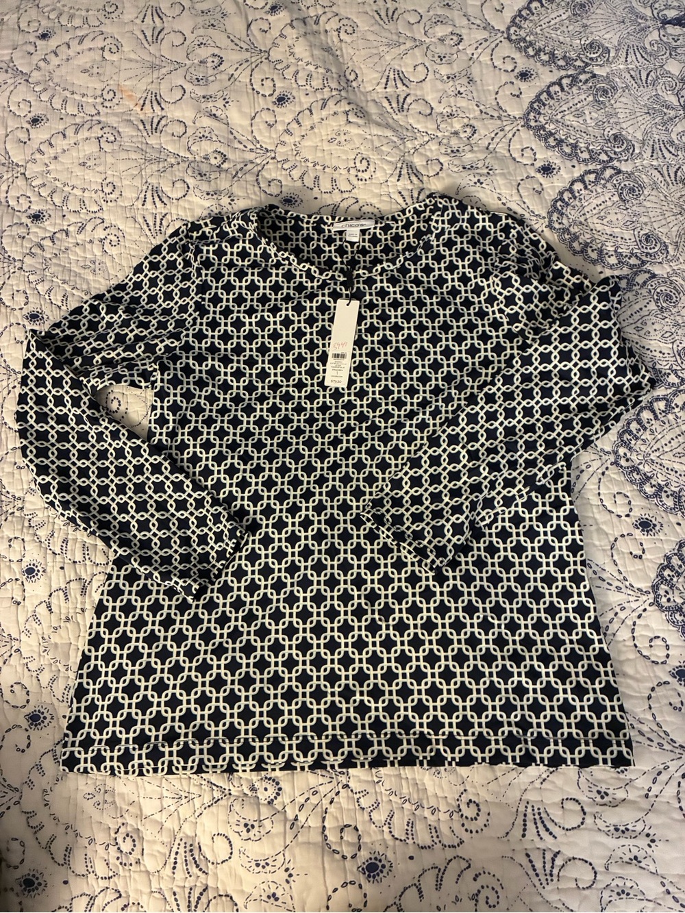 Chico's NWT Zenergy Softbrush Chain Long Sleeve Top